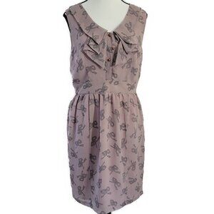 Darling Dress - Blush pink/mauve color with grey bow print -Sz M
